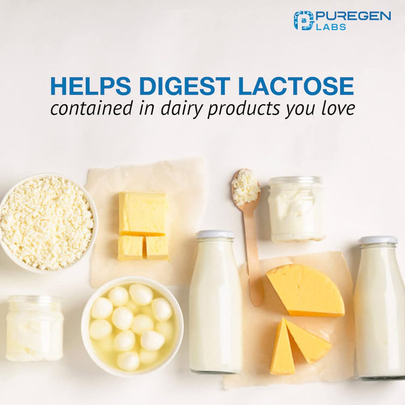 [Australia] - Puregen Labs Dairy Relief Natural Fast Acting Lactase Enzyme 3000 FCC, Lactose Intolerance Pills 90 Caplets 1 