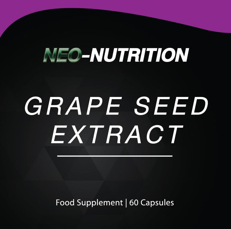 Organic Grapeseed Extract 25,000mg - High Strength 50:1 Extract - 60 Vegan Capsules - Resealable and Recyclable Pouch Neo Nutrition