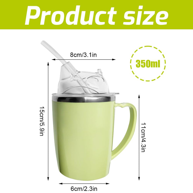 350ml Adult Sippy Cup, 3-in-1 Beakers for Elderly, Adult Sippy Cups for The Elderly Non Spill, Sippy Cup for Adults with Handle, Stainless Steel Dysphagia Cups for Elderly Patient