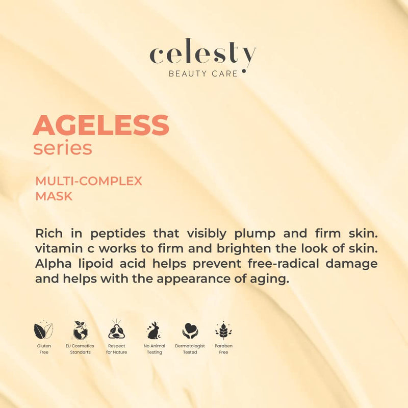 Celest Beauty Antioxidant Deep Hydration Face Mask Skincare, Boosts Collagen, Vitamin C, Coenzyme Q10, Alpha Lipoic Rich Extracts for your Anti Aging Revitalized Radiant Skin. 4 Fl Oz Large Size