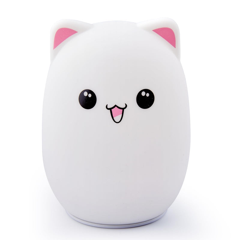 [Australia] - Minetom Night Light for Kids, Cute Silicone Kitty Night Light with 3 Levels of Brightness, 7 Colors Rechargeable Lamp for Bedroom, Girls and Boys, Nursery, Baby Gifts, Tap Control Kawaii Cat 