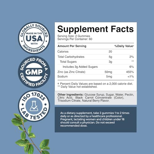 Bundle of Natural Cranberry Gummies for Women and Men and Extra Strength Zinc for Adults - Extra Strength Delicious Antioxidant Cranberry Chews - Chewable Zinc Citrate 50mg Immunity