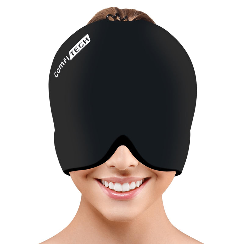 [Australia] - ComfiTECH Migraine Ice Head Wrap for Migraine Relief, Stress Relief and Sinus Headaches, Medium Black 