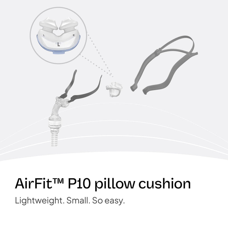 [Australia] - ResMed P10 Nasal Pillow Cushion - Replacement Silicone CPAP Mask Cushion - Frame System & Headgear Not Included - Premium CPAP Accessory - Large 