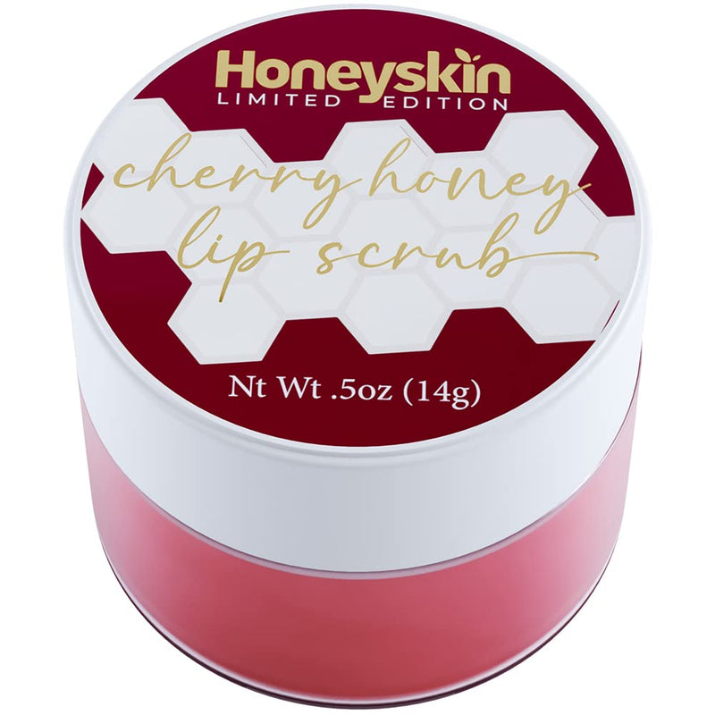 Lip Exfoliator Scrub and Lip Treatment - Gentle Lip Repair for Dry Cracked Lips and Lip Scrubs Exfoliator and Moisturizer - All Naturals Lip Brightening for Dark Lips (Cherry Honey) Cherry Honey