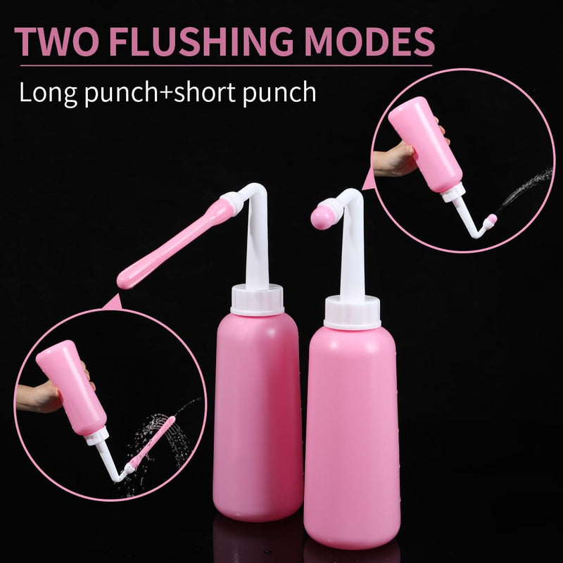 [Australia] - Peri Bottle Vaginal Douche- Postpartum and Perineal CareÔºåMulti-Functional Douche Bottle for Women, 2IN1 Short Punch+Long Punch, 500ml, Pink 