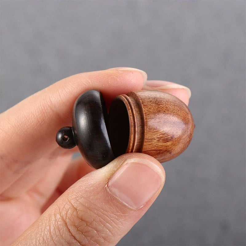 Wooden Travel Pill Case, Solid Wood Medicine Pill Box, Mini Granule Storage Box for Outdoor Acorn Shape Sandalwood Capsules Organizer Pill Organizers Over-the-Counter Medication