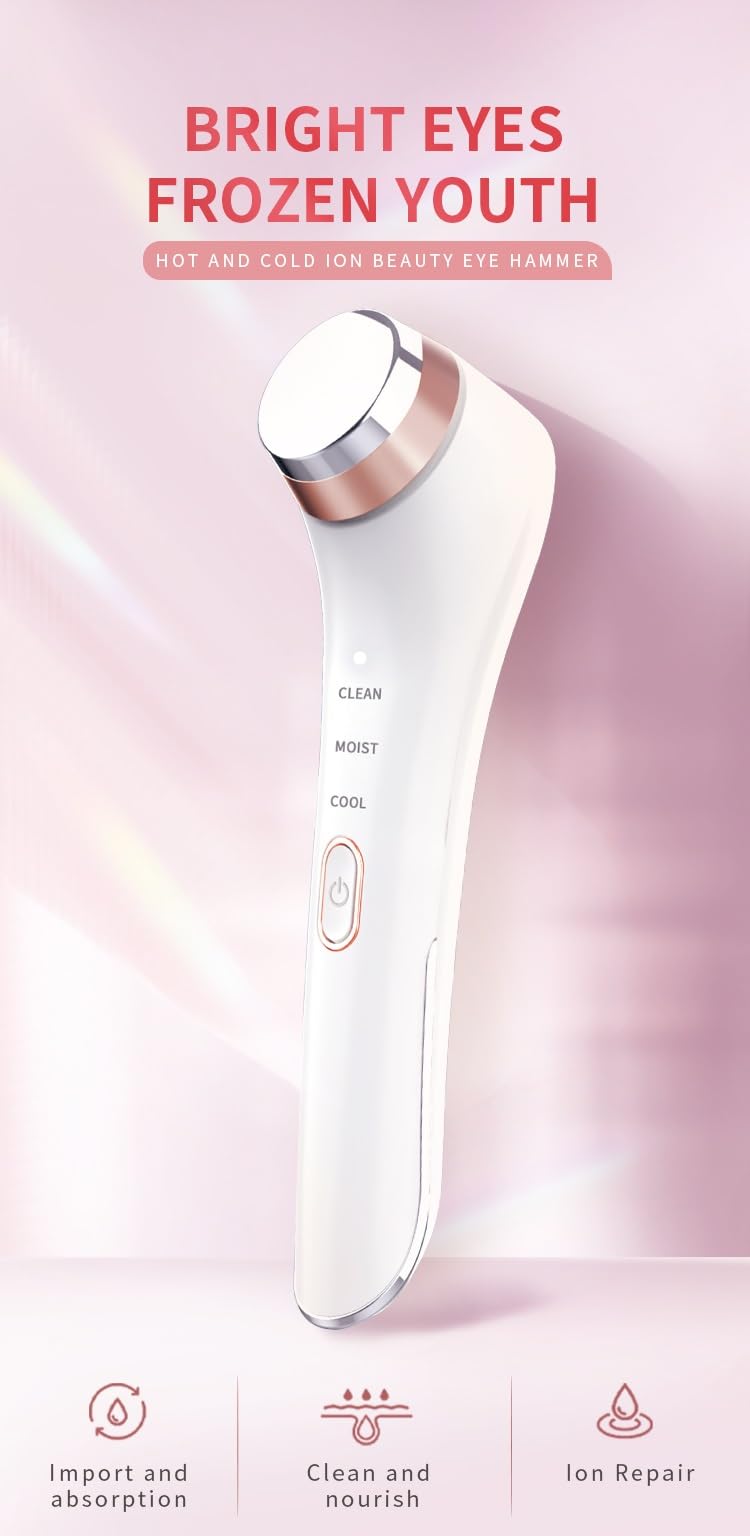 Eye Massager Wand with Heat and Cooling Electric Ice Roller For Face Vibrating 42℃ and 10℃ Dark Circles Treatment,Relieve Puffiness,Sinus Pain,Migraine Relief,Eyes Bags Remover,Anti Wrinkles