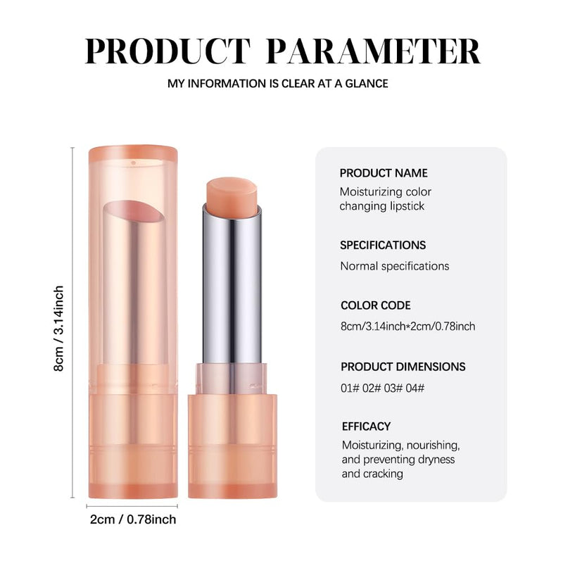Moisturizing Lip Balm – Hydrating Nourishing Lip Care with Natural Ingredients, Vitamin E & Shea Butter, Smooth Non-Sticky Tinted Lip Balm for Dry & Chapped Lips, Soft Glossy Lipstick for Daily Use 3#