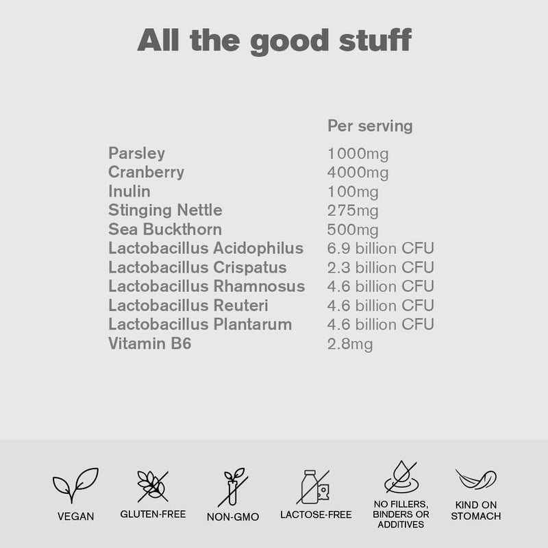 pH Hero® Vaginal Health Probiotic for Women | 20 Billion Live Cultures | pH Balance & Vaginal Flora | Cranberry, Sea Buckthorn, Nettle, Parsley | 11 Active Ingredients, No Additives | 1 Month Supply
