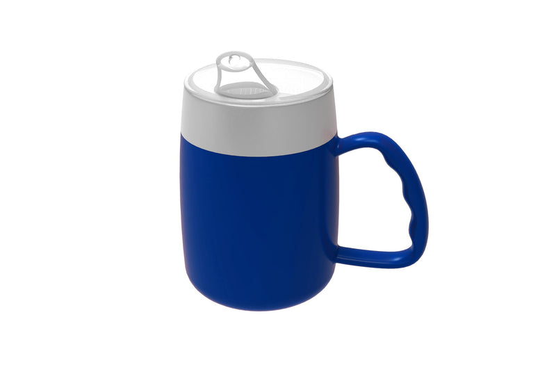 DR. BONE'S THERAPEUTICS ® Mug with Internal Cone with Spouted Lid with Small Opening, Spill-Proof, Drinking aid, Thermo Mug, Feeding Cup Drinking Aid Adult Drinking Cup Sippy Cup 140 ml (Blue) Blue
