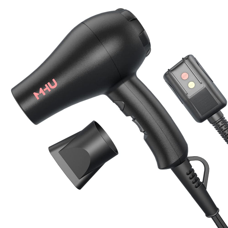 [Australia] - Mini Blow Dryer Ceramic Ionic 1000 Watts for Painting and Acrylic Pouring, Small Hair Dryer Compact and Lightweight for Kids and Travel, 2 Speed Settings and Cool Shot Plus Concentrator, Black 