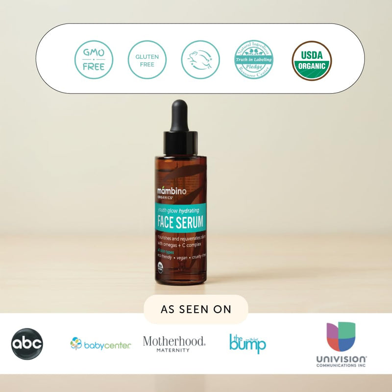 Mambino Organics Youth Glow Hydrating Serum, Vitamin C Face Serum with Marula, Rosehip Oil, Revitalizing Skin, Fades Dark Spots, Smooths Texture, Organic, Vegan, Skin Care, 1 fl oz, 3-Pack All Skin Types 1 Fl Oz (Pack of 3)