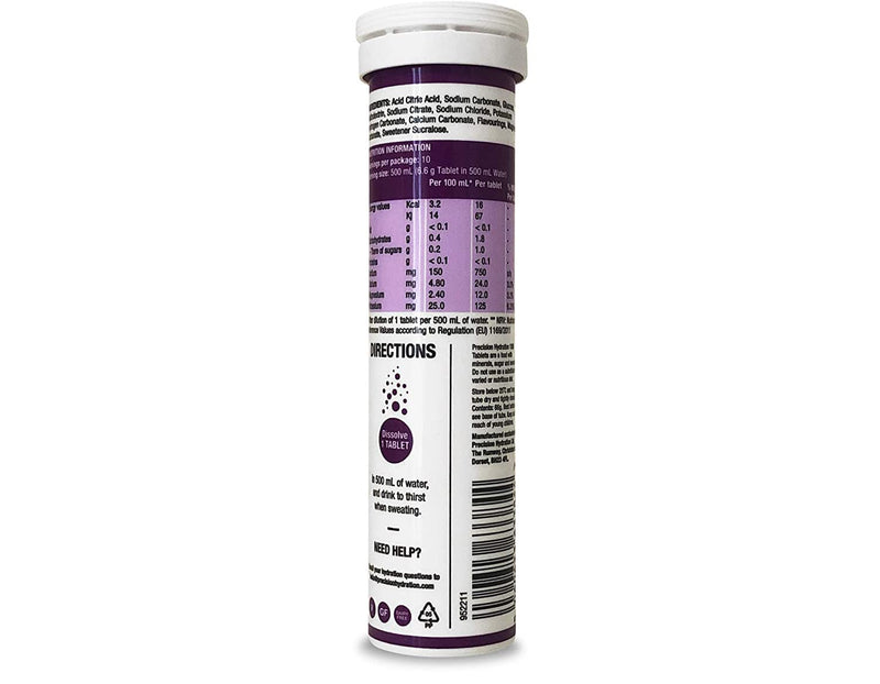 Precision Hydration Electrolyte Tablets - 4 Tubes of 10 x Tabs (1500 Strength). Bundled with a pack of VPoint Leisure Elastic No-tie Reflective Shoe Laces