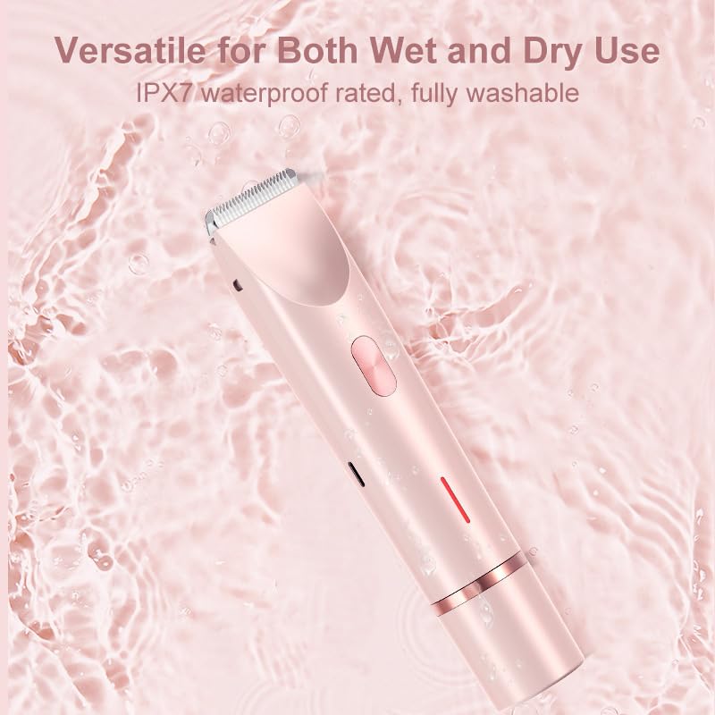 [Australia] - Bikini Shaver & Trimmer for Women - Dermave 2-in-1 Electric Shaver, IPX7 Waterproof Body Hair Remover & Bikini Line Razor, USB Rechargeable for Sensitive Skin (Legs, Underarms) 