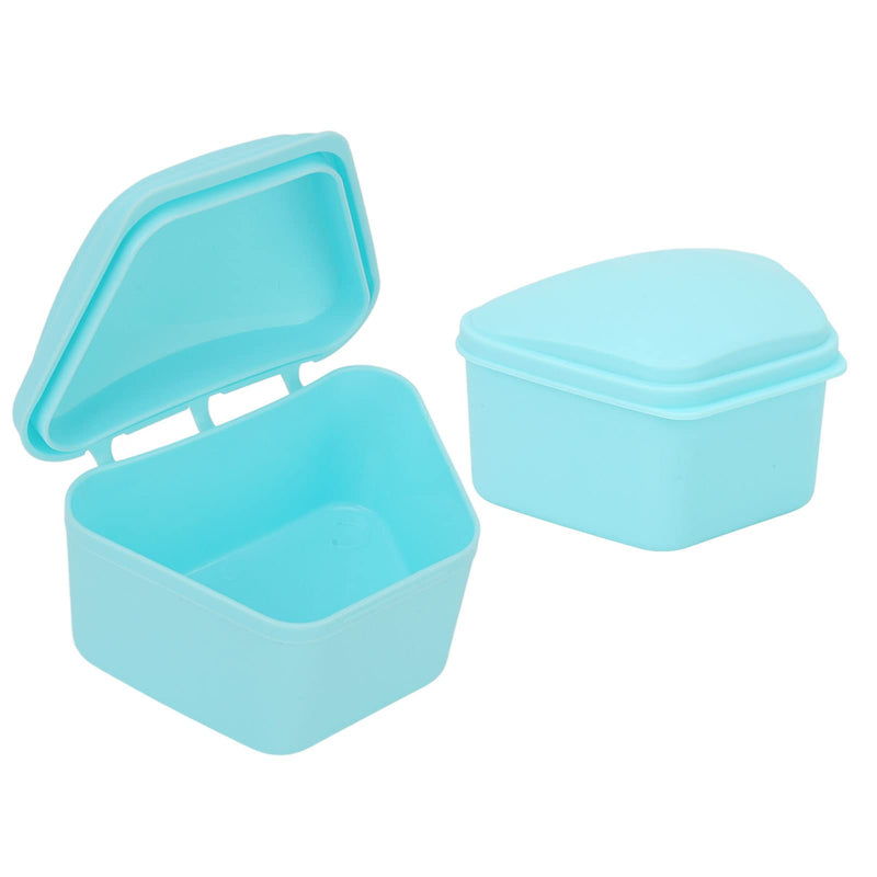 Trapezoid Retainer Case, Mouth Guard Cases, Denture Case Partial Tooth Case Denture Box Denture Storage Boxes, Travel Portable Denture Bath Box for Home Office Blue