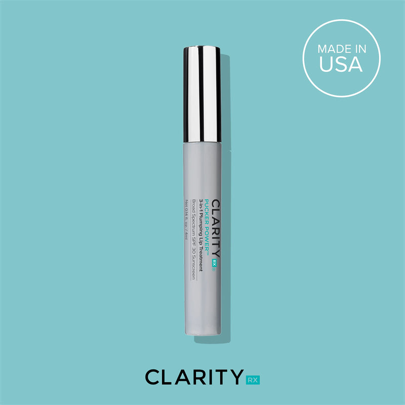 ClarityRx Pucker Power 3-in-1 Hydrating Lip Plumping Treatment, Natural Plant-Based Anti-Aging Lip Plumper with SPF 30 (4 ml)