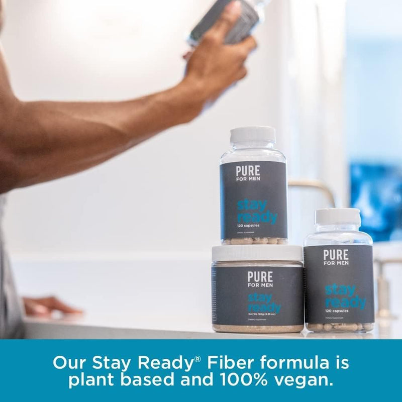 [Australia] - Pure for Men Original Vegan Cleanliness Stay Ready Fiber Supplement | Helps Promote Digestive Regularity | Psyllium Husk, Aloe Vera, Chia Seeds, Flaxseeds | Proprietary Formula | 120 Vegan Capsules 120 Count (Pack of 1) 