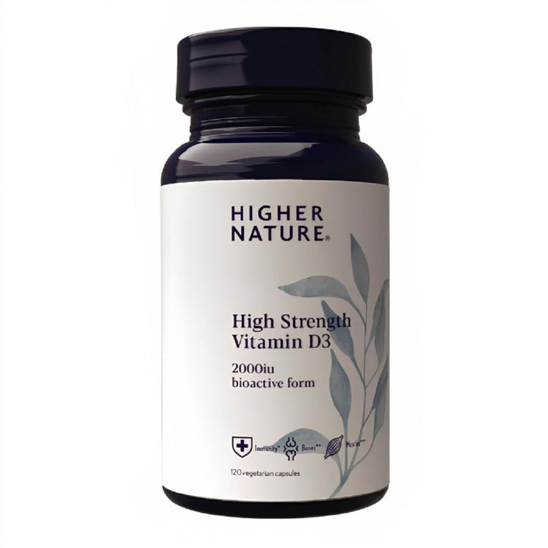 Higher Nature - High Strength - Vitamin D3 2000iu - Immune System Support - Bone & Muscle Support - Vegetarian Friendly - 120 Capsules 120 count (Pack of 1)