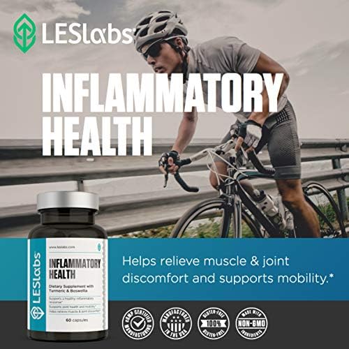 LES Labs Inflammatory Health Joint Support Supplement, 60 Capsules | Joint, Muscle & Mobility Support, Turmeric, Boswellia, Quercetin, Ginger, CoQ10, Muscle Relaxation & Recovery, Non-GMO
