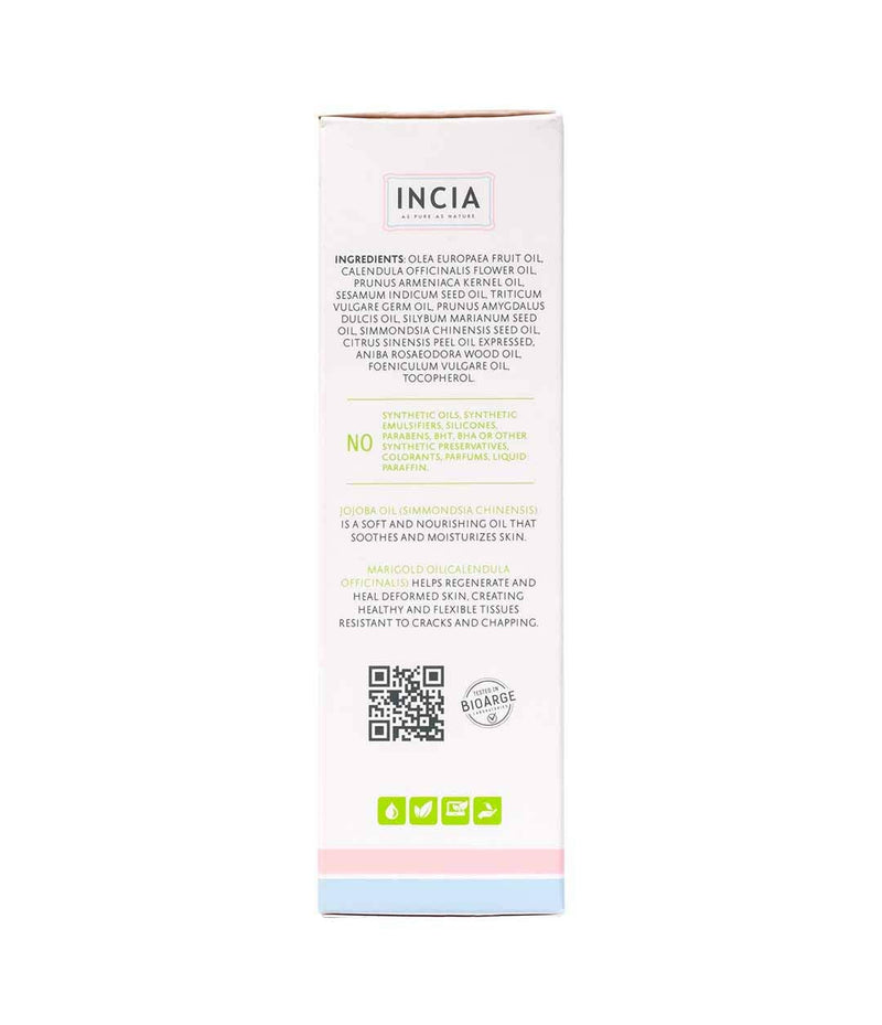 [Australia] - INCIA baby oil 110ml (contains no artificial fragrances and colors, parabens, silicones and paraffin, ideal for babies and adults, with sesame oil - jojoba oil - vitamin E) 