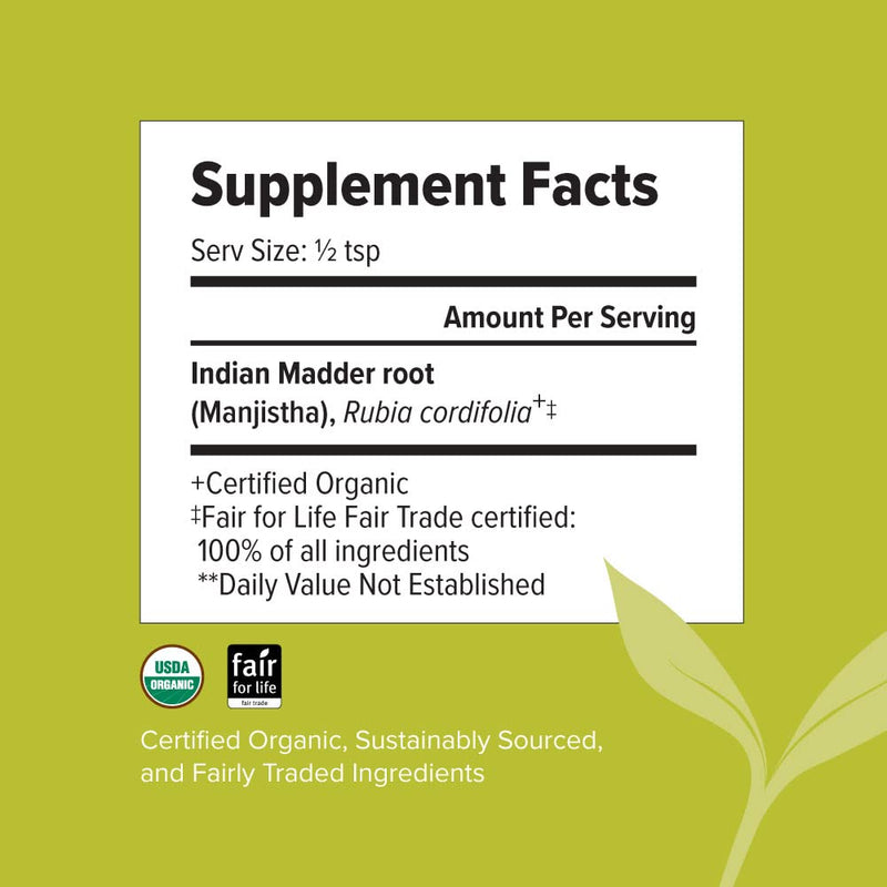 [Australia] - Banyan Botanicals Manjistha Powder, 1/2 Pound - USDA Organic - Rubia cordifolia - Cleanses The Blood & Lymph - Ayurveda 8 Ounce (Pack of 1) 