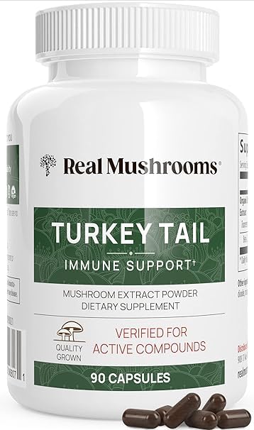 [Australia] - Real Mushrooms Turkey Tail Capsules ‚Äì Organic Mushroom Extract for Wellness & Daily Rhythm ‚Äì Vegan, Non-GMO, No Fillers Turkey Tail Extract ‚Äì 90 Count Mushroom Supplement Capsule 90 Count (Pack of 1) 