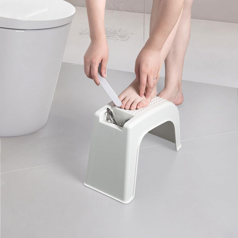 [Australia] - Shower Foot Rest for Shaving Legs, Non-Slip Pedicure Foot Rest, Shower Foots Step Stool for Shaving Legs, Plastic Sturdy Pedicure Stand -White White 