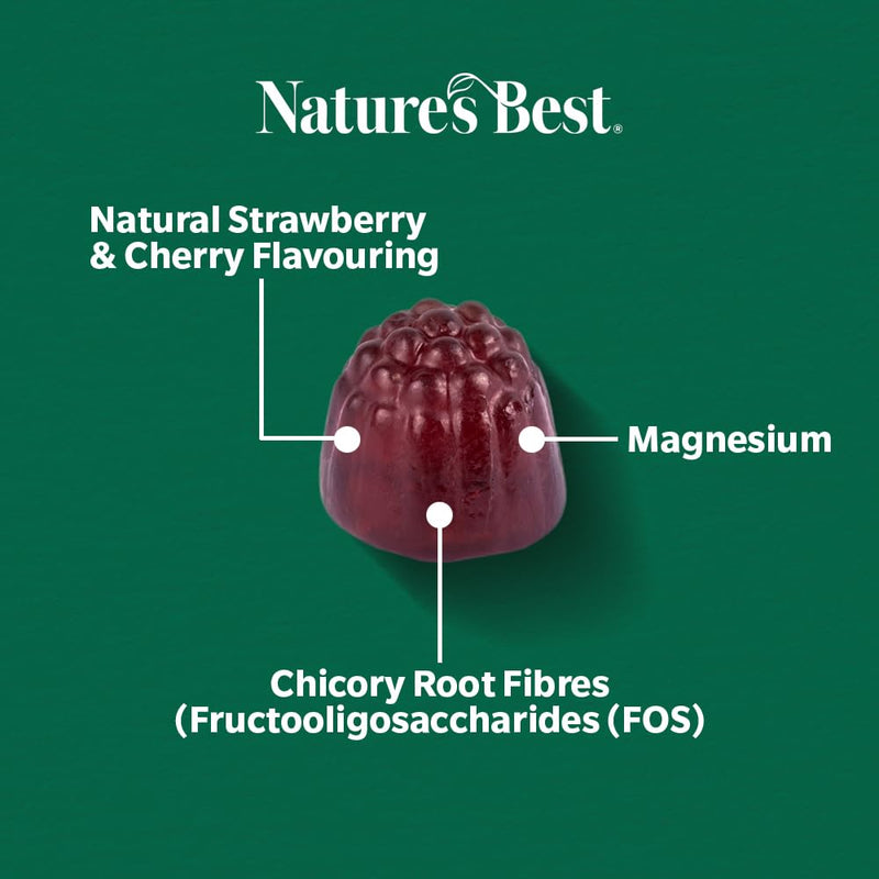 Nature’s Best Magasorb Magnesium Citrate Gummies - for the Reduction of Tiredness & Fatigue - Muscle & Bone Support - Strawberry & Cherry Flavour - 40 Gummies (40 Day Supply)