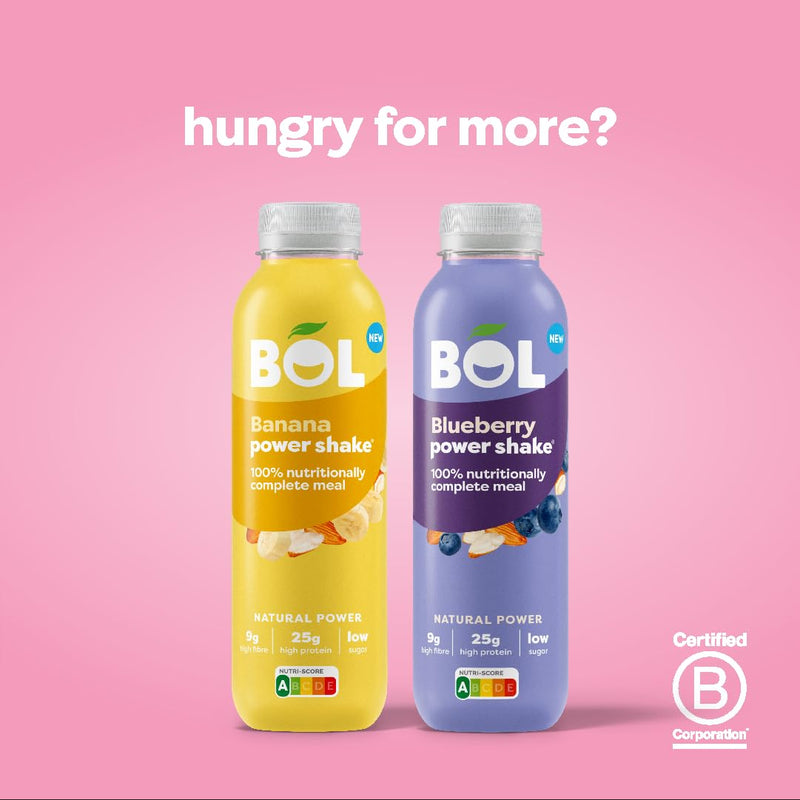 BOL Strawberry Power Shake - Ready-to-Drink Nutritionally Complete Meal (300Kcal) | 25g High Protein Shake | Low Sugar, High Fibre (9g), Plant-Based, Low Calorie Meal Replacement (410ml x 6 Bottles)