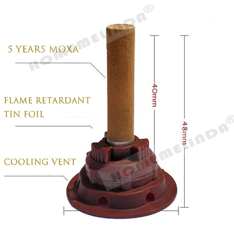 [Australia] - 100Pcs Moxibustion Sticks and 100Pcs Self-Stick Base, 5-Years Moxa Cone Moxi Stick for Chinese Traditional AiJiu Body Acupuncture, 2Pcs Protective Cover and 1Pcs Acupoint Map 
