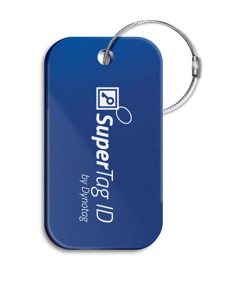Dynotag® Sentry Series Solid Metal Web Enabled Smart Luggage ID Tag + Keychain Tag (Blue Bundle)