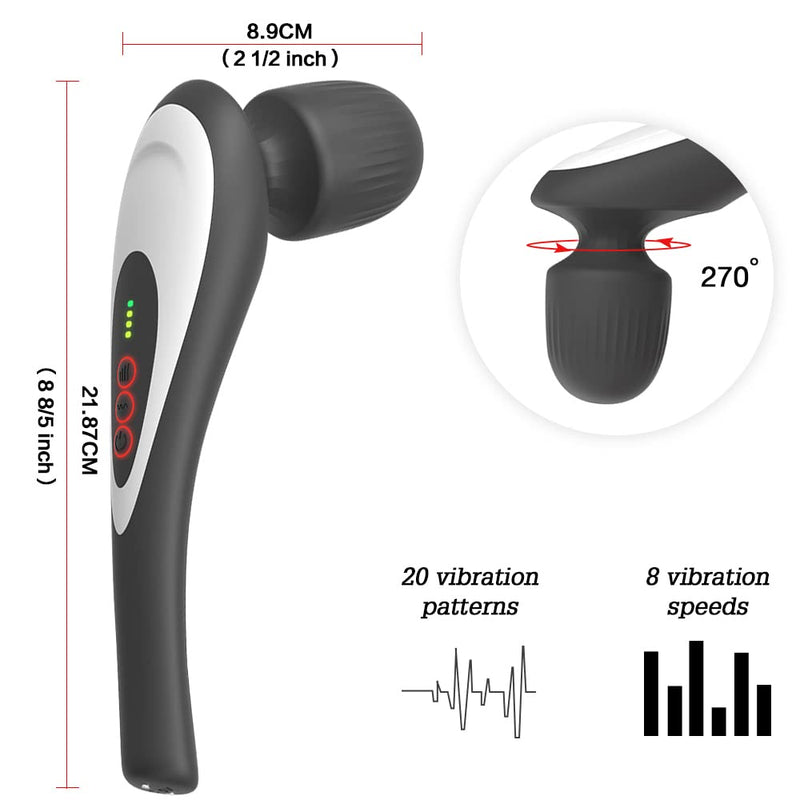 [Australia] - Rechargeable Personal Hand Held Deep Tissue Vibrating Massager for Muscles, Back, Foot, Neck -Cordless Electric Percussion Body Wand Massage Gift for Women her 