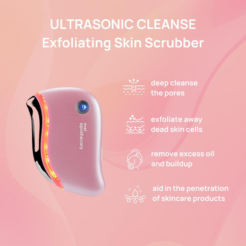 Mei Apothecary Triple Threat LED Gua Sha Tool Natural, Non-Toxic Skincare | LED Light, Heat & Sonic Vibration for Enhanced Facial Care Pink