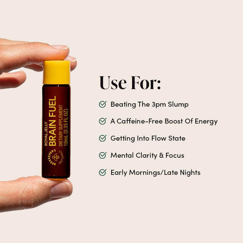 [Australia] - BEEKEEPER'S NATURALS B.LXR Brain Fuel - Memory, Focus and Clarity Liquid Formula, Supports Productivity Royal Jelly, Ginkgo Biloba, Bacopa Monnieri Keto Friendly, Gluten & Caffeine-Free, (6 ct) 2.1 Fl Oz (Pack of 1) 