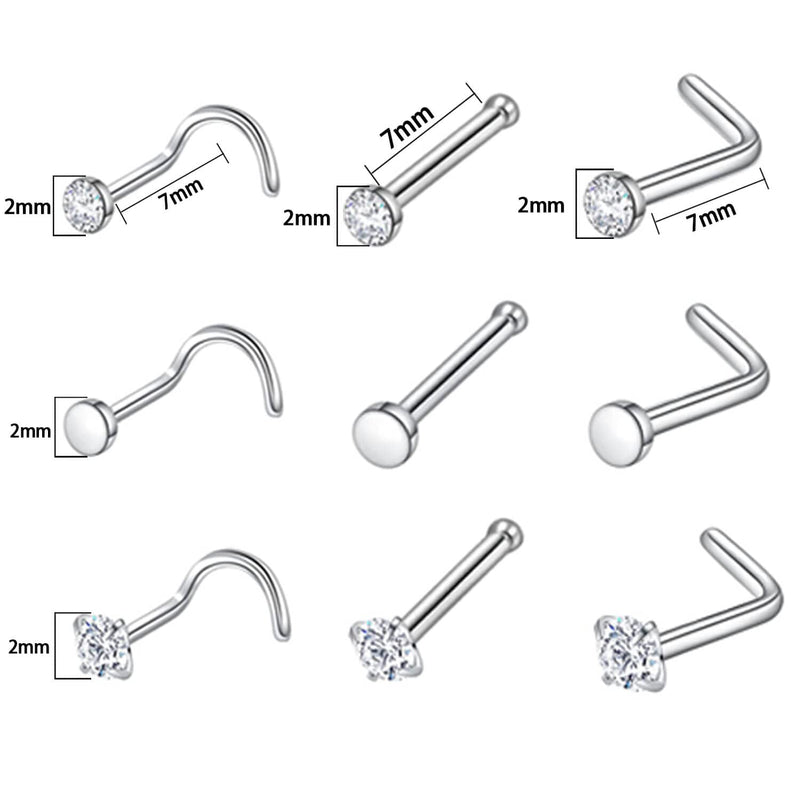[Australia] - 80PCS Nose Piercing Kit for All Body Piercings Stainless Steel Piercing Jewelry with 12G 14G 16G 20G Piercing Needles for Ear Cartilage Tragus Nose Septum Lip Eyebrow Silver 