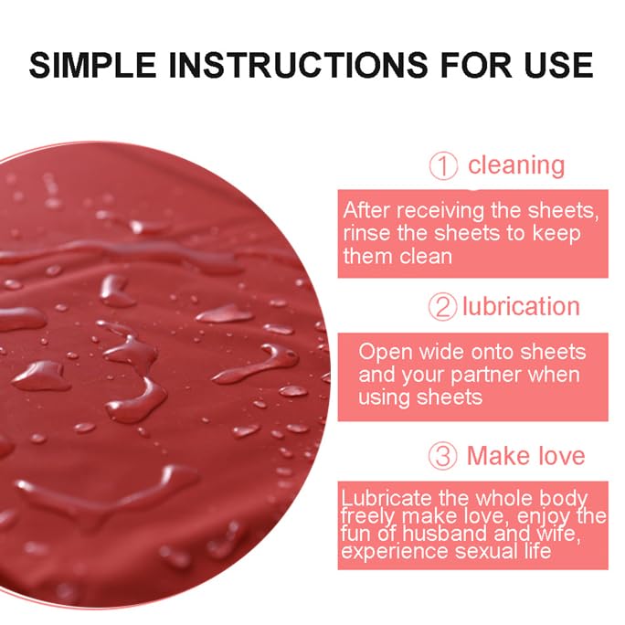 [Australia] - BDSM Waterproof Adult Sex Bed Sheets, Oil Resistant Bed Sheet for Adult Wet Play, Fetish Sex Play BDSM Accessory Bedroom Cover Sex Furniture for Couples (Red) 