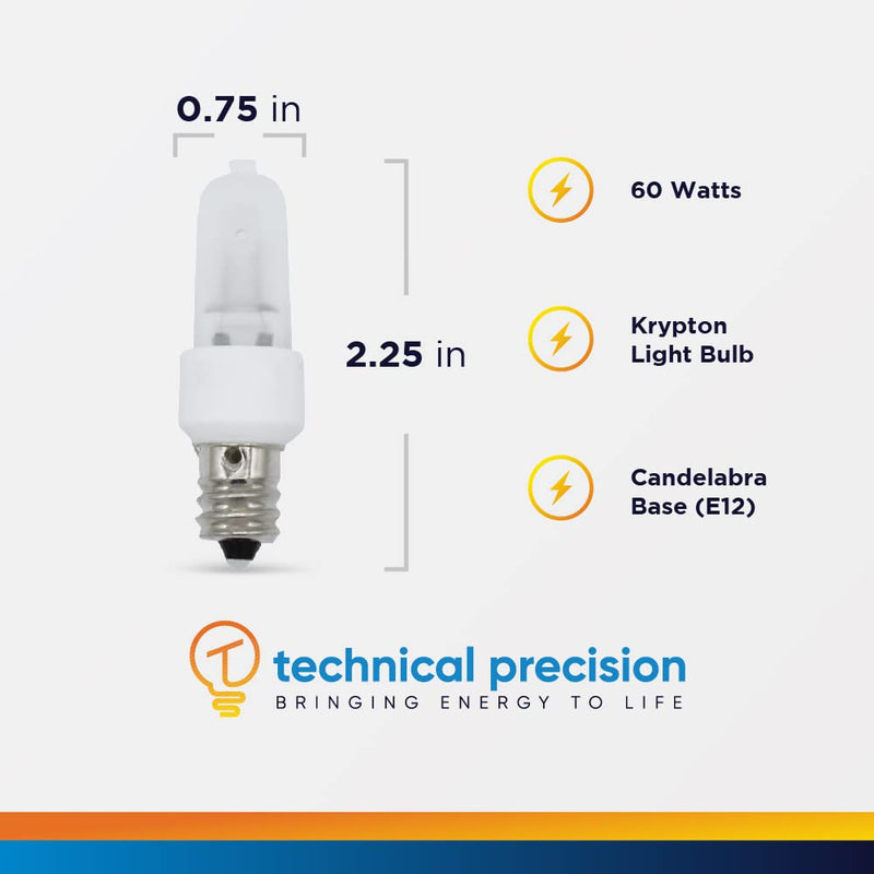 [Australia] - 60W 120V Xenon E12 Bulb Replacement for Kichler 5905fst by Technical Precision - T3 Xenon Lamp Replacement - E12 Candelabra Screw Base - Frosted - 2700K Warm White - 1 Pack 