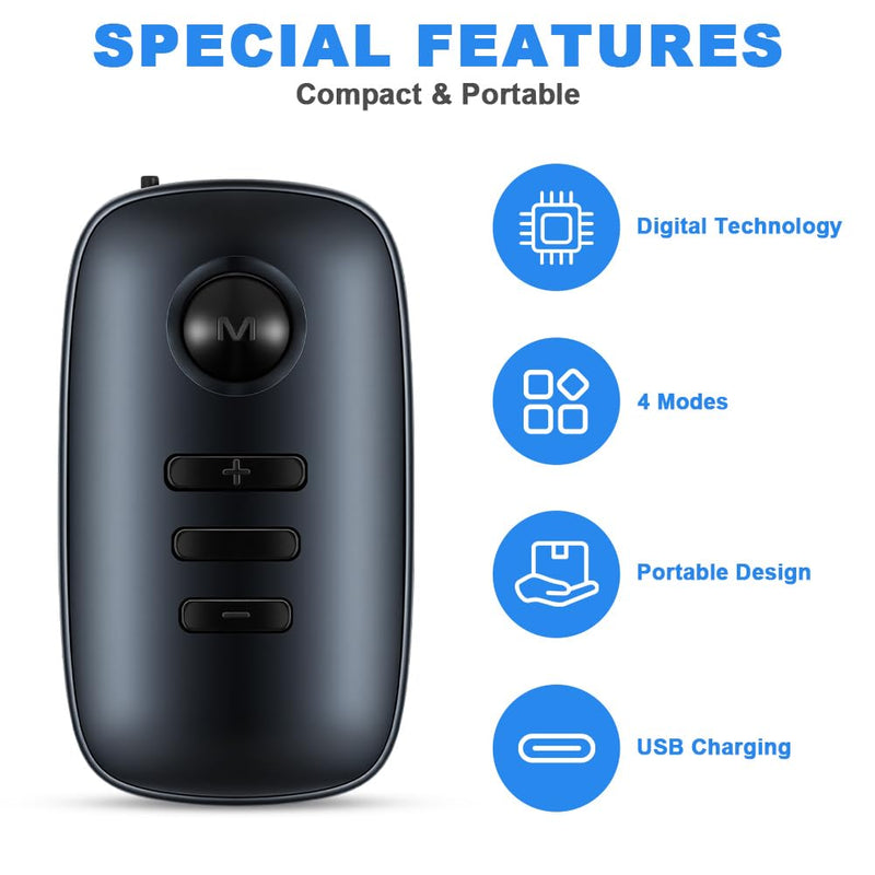 Aolso Digital Personal Sound and Voice Amplifier with Double Ear Headphone, Pocket Sound Voice Enhancer Device with one and Volume Control, Adult Listening Device