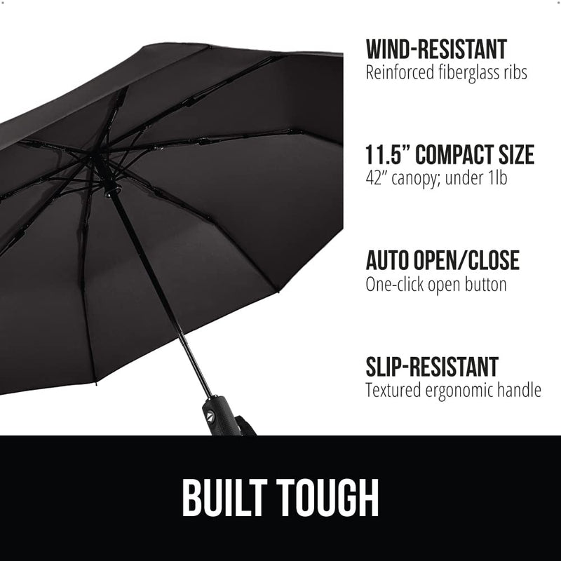 GORILLA GRIP Umbrella, One Size, Black and Knee Pads, One Size, Black Bundle