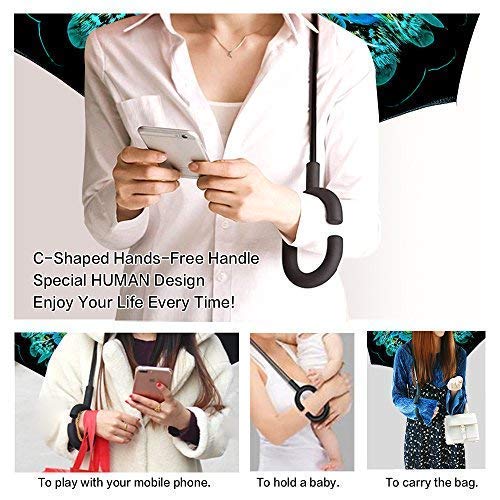 MRTLLOA Inverted Umbrella, Reverse Umbrella, Umbrella with C-Shaped Handle for women and kids boys and girls.
