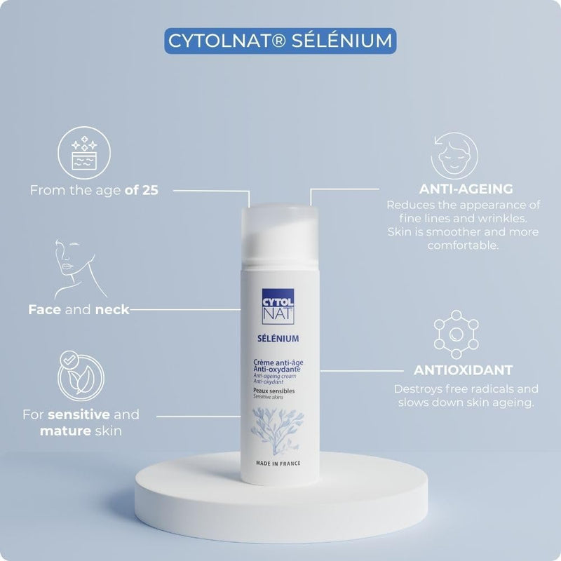 [Australia] - CYTOLNAT - Selenium Anti-Ageing Anti-Oxidant Cream - Moisturises, Repairs, Reduces the Appearance of Wrinkles and Fine Lines - Sensitive Skin - Face, Neck, Décolleté - Natural Formula - 50 ml 