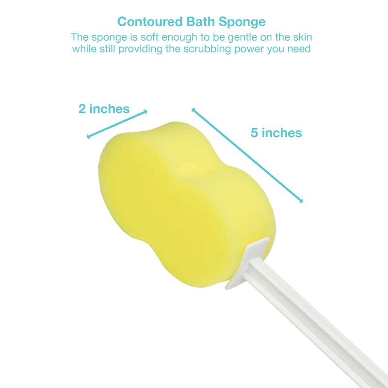 [Australia] - Sammons Preston Long Scrub Sponges, 22.5" Long Handled Washer and Scrubber Tool with Polyfoam Contour Sponge, Bath and Shower Cleaning Aid, Extended Reacher for Limited Range of Motion 