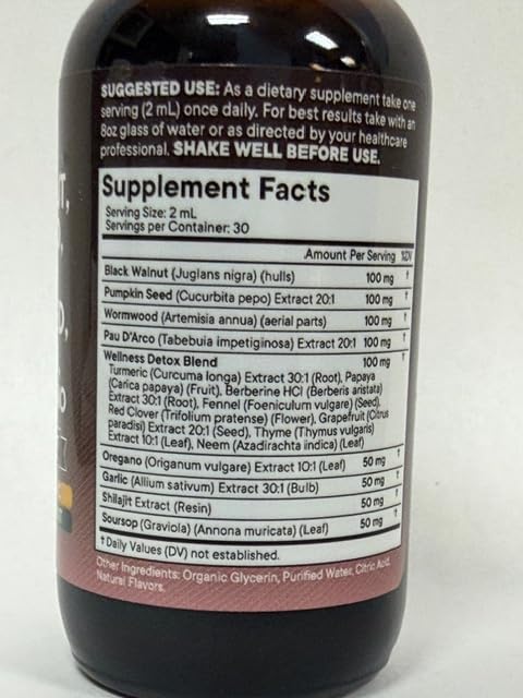 [Australia] - Black Walnut Wormwood Cleanse Drops - Liquid Soursop, Garlic, Pumpkin Seed, PAU D'Arco, Oil of Oregano, Turmeric, Berberine, Neem Extract, Hull Bark, Tincture - 8oz 8 Fl. Oz (Pack of 4) 