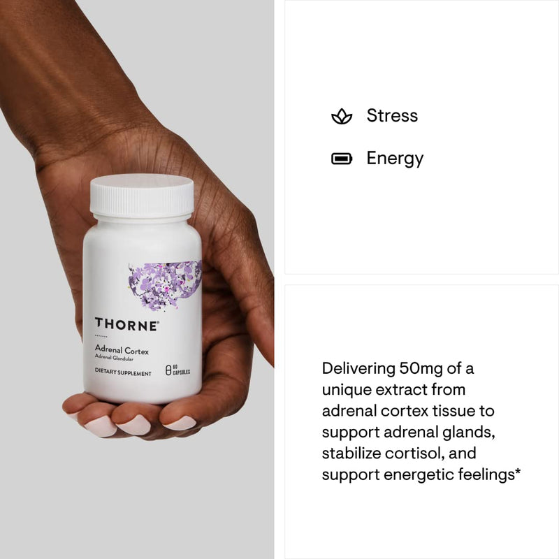 THORNE - Adaptogen & Adrenal Support Bundle - Natural Solutions for Coping with Stress - Rhodiola and Adrenal Cortex - 60 Servings
