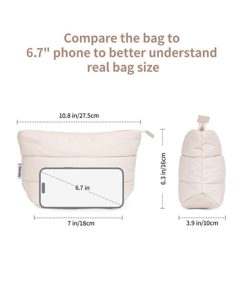 Narwey Puffer Work Tote Bag with Puffy Makeup Bag