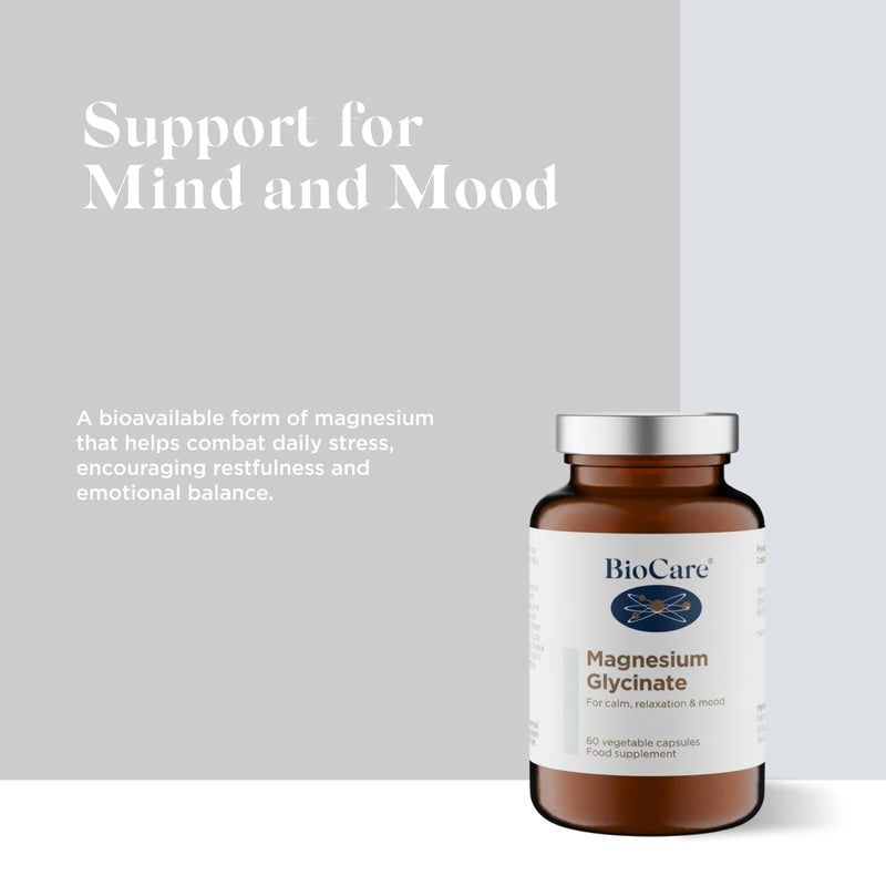 Biocare Magnesium Glycinate - High Strength Magnesium Supplement - 100mg per Capsule - for Tiredness & Fatigue - Muscle & Nervous System Support - 60 Capsules
