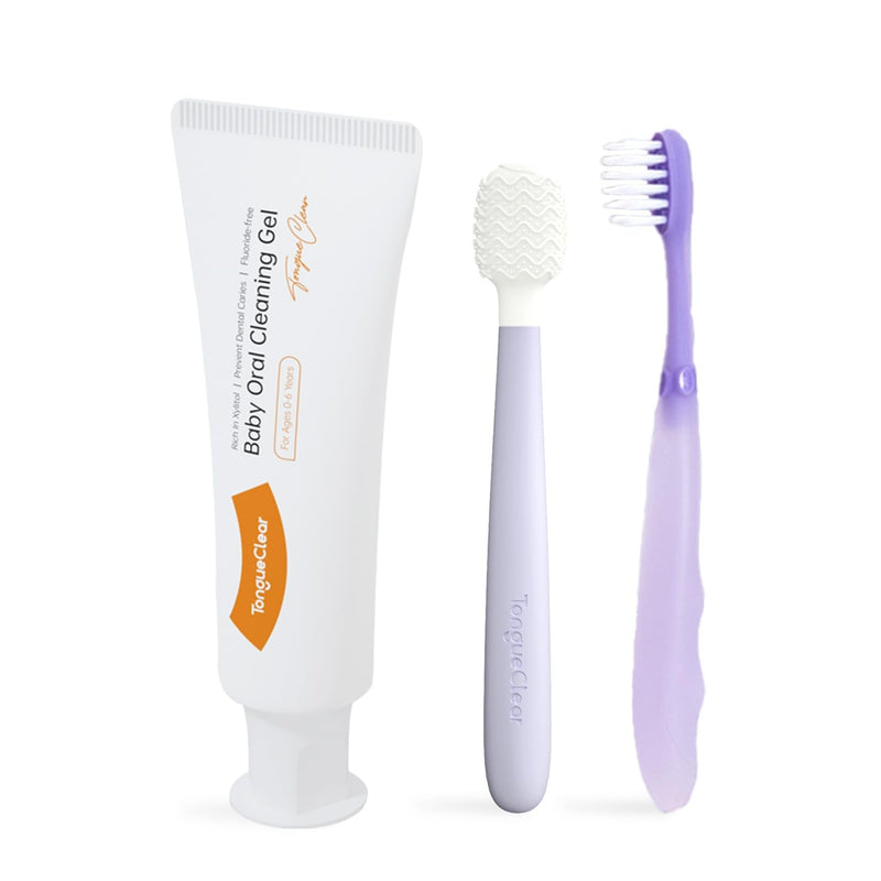 Toddler Tongue Scraper and Training Toothbrush Kit, Tongue Cleaner Combo for Toddlers, Toddler Toothbrush Ages 4-8
