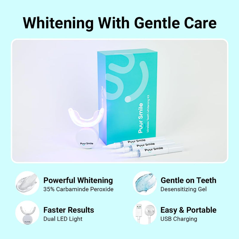 [Australia] - Teeth Whitening Kit – LED Light & Whitening Gel with Remineralization Syringes – Professional-Grade Whitening for Sensitive Teeth – Removes Stains from Coffee, Wine, & Smoking 