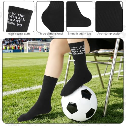 4 Pairs Christian Cross Socks Prayer Religious Socks Black, Gray